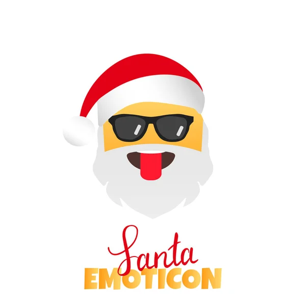 Emoji Pai Natal. Férias de Inverno Emoticon. Caráter com língua —  Vetores de Stock