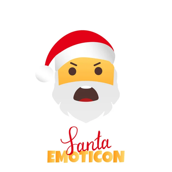 Emoji Pai Natal. Férias de Inverno Emoticon. Personagem louco —  Vetores de Stock