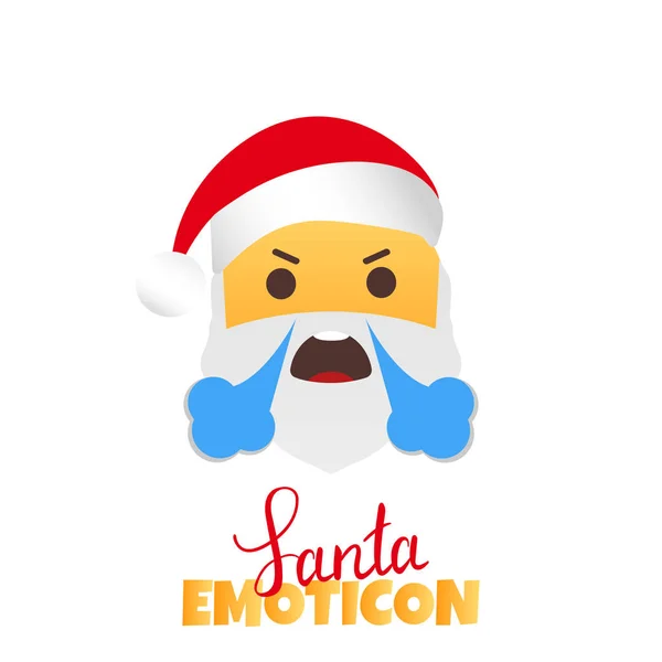 Emoji Pai Natal. Férias de Inverno Emoticon. Personagem louco —  Vetores de Stock