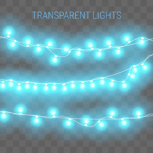 Luzes de Natal. Guirlanda brilhante transparente — Vetor de Stock