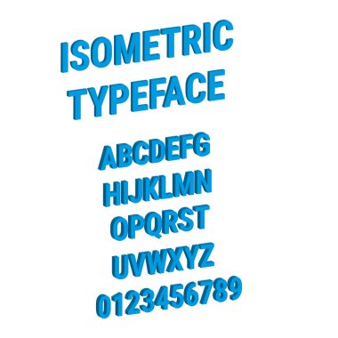 Düz stil alfabesinde izometrik yazı tipi