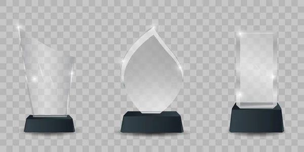 Glas Trophäe Preis Vektor Set — Stockvektor