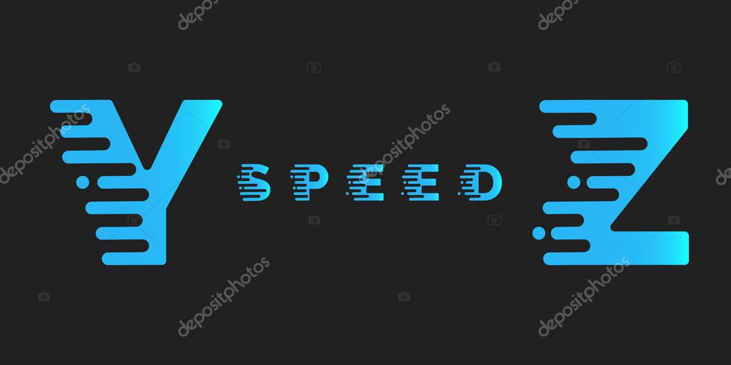 Typographic alphabet in a set . Speed typeface