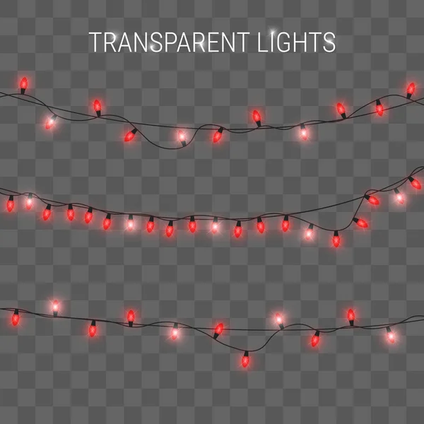 Noel ışıkları. Saydam arka plan üzerinde parlayan garland