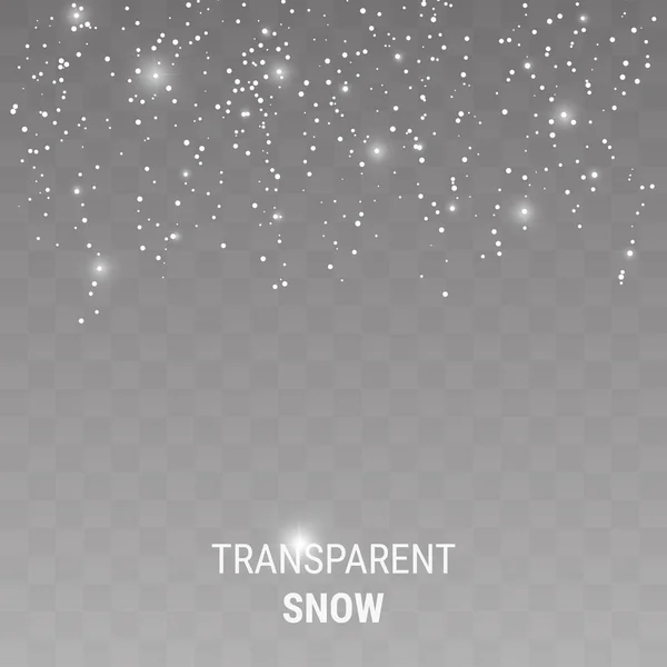 Schneefall auf transparentem Hintergrund — Stockvektor