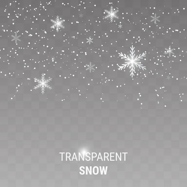 Falling snow on a transparent background — Stock Vector