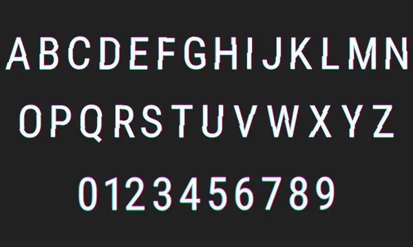 Glitch distortion alphabet font — Stock Vector