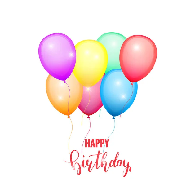 Happy Birthday card. Glossy color balloons — Stock Vector