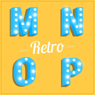 Retro harfleri ile Işık Ampüller