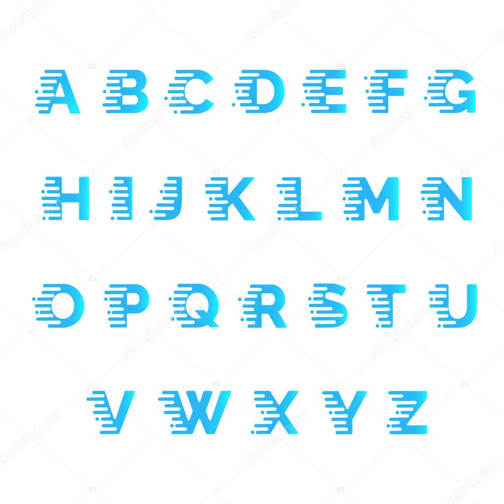 Typographic alphabet in a set . Speed typeface