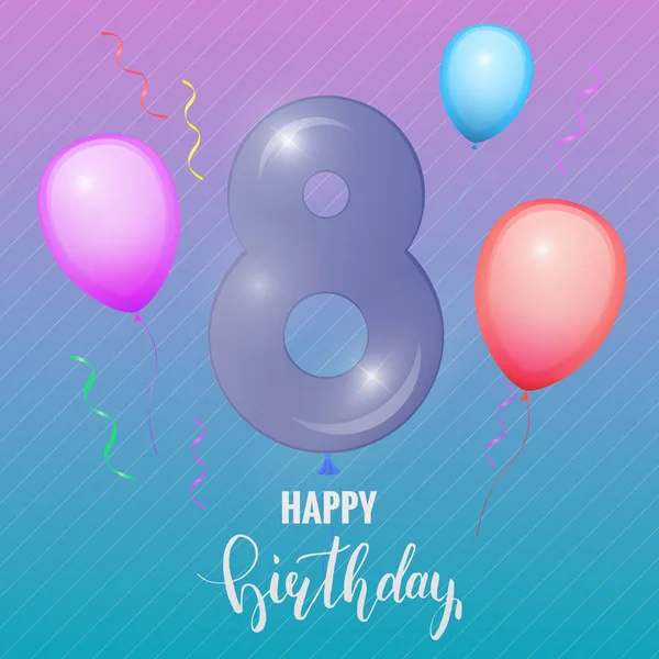 Doğum yıldönümü kartı. Balon sayısı sekiz
