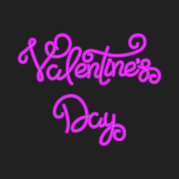 Caligrafia de néon Dia dos Namorados — Vetor de Stock