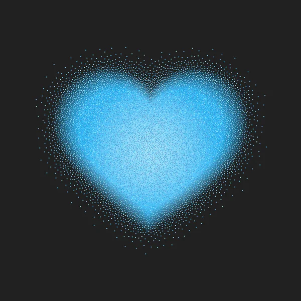 Открытки на день Святого Валентина с голубым блестящим сердцем — стоковый вектор