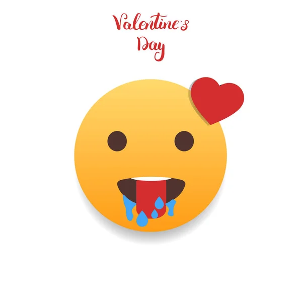 Valentines Day emoticon. In love emoji — Stock Vector