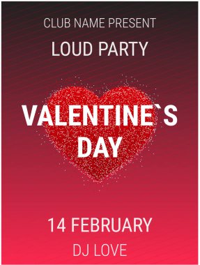 Sevgililer günü parti poster şablonu parlak glitter Heart