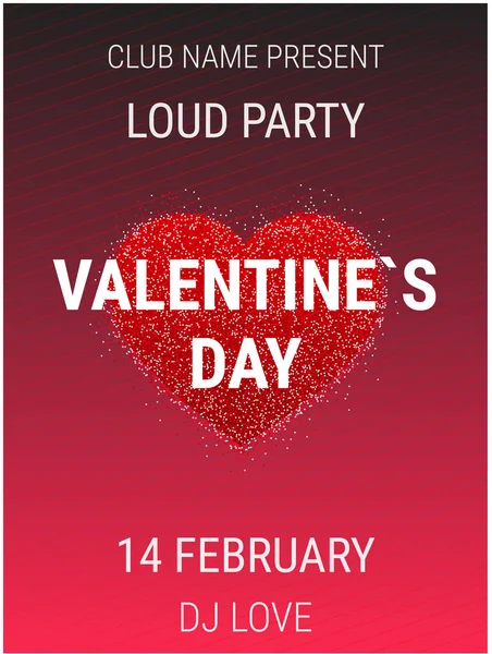 Sevgililer günü parti poster şablonu parlak glitter Heart