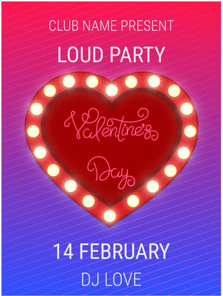 Modèle d'affiche de fête de Saint-Valentin avec signe de coeur brillant — Image vectorielle