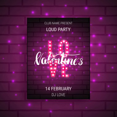 Sevgililer günü partisi poster ile parlak ışık ve hat.