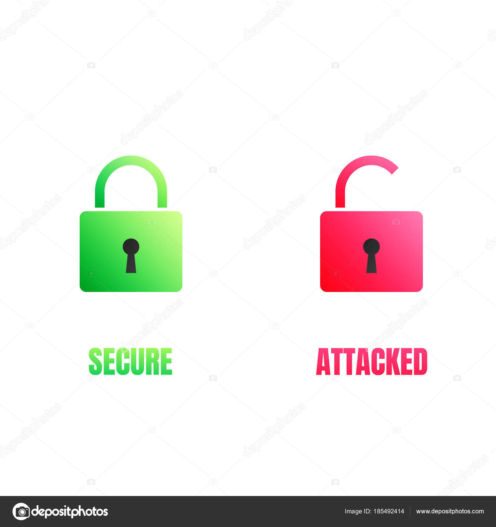 Cyber Security Lock Icons Computer Security Signs For Secure And Cyber Attacked Data Vector Image By C Maksymchechel Vector Stock 185492414