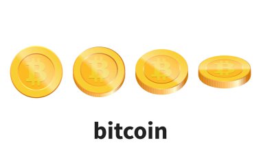 Bitcoin. Bitcoin cryptocurrency işareti ile gerçekçi altın sikkeler