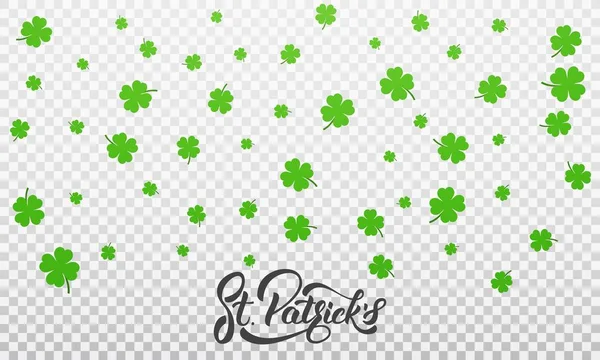 Patricks Günü. Yonca yonca arka plan ve St. Patricks yazı bırakır. St Patricks günü arka plan