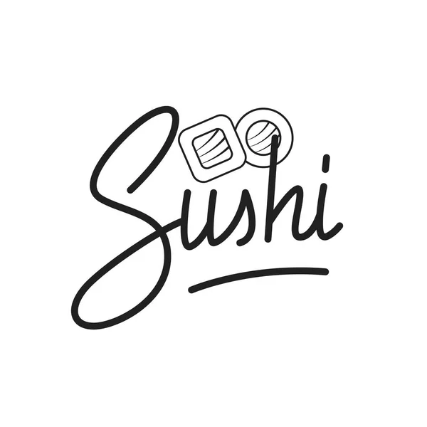 Sushi. Sushi-Schriftzug-Abbildung. Sushi-Label Abzeichen emblem — Stockvektor