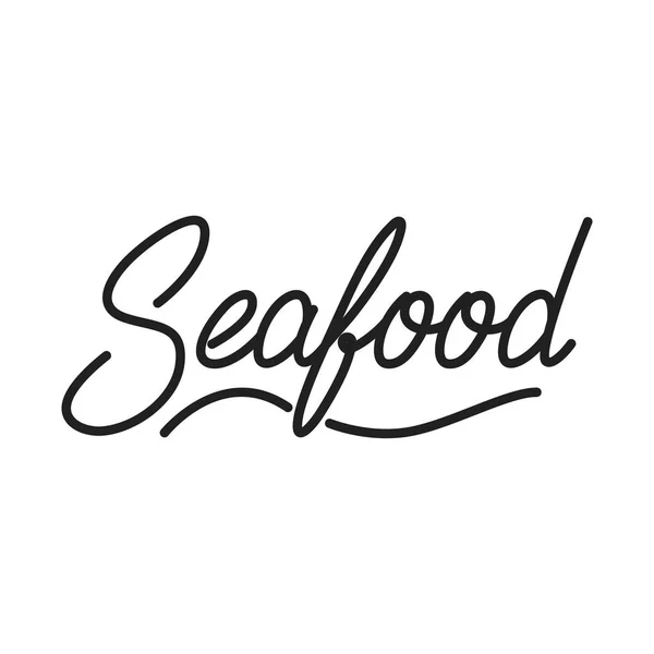 Fisch und Meeresfrüchte. Meeresfrüchte-Schriftzug. Meeresfrüchte-Label Abzeichen Emblem Aufkleber — Stockvektor