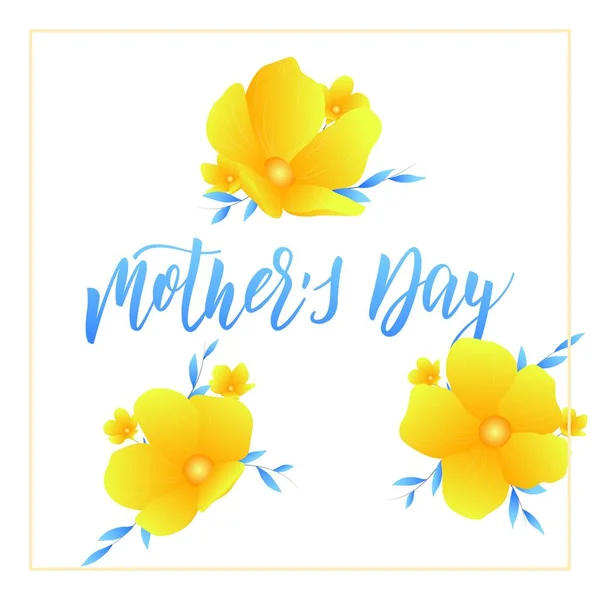 Mothers Day. Holiday card layout with calligraphy lettering and trendy flowers. Mothers Day script calligraphy