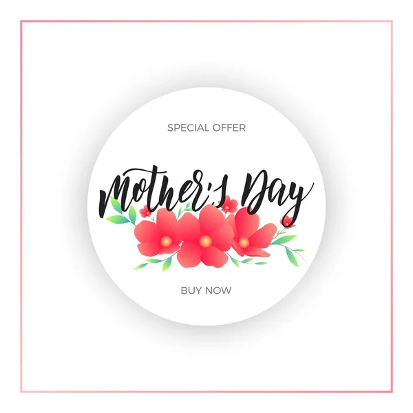 Mothers Day. Holiday card layout with calligraphy lettering and trendy flowers. Mothers Day script calligraphy