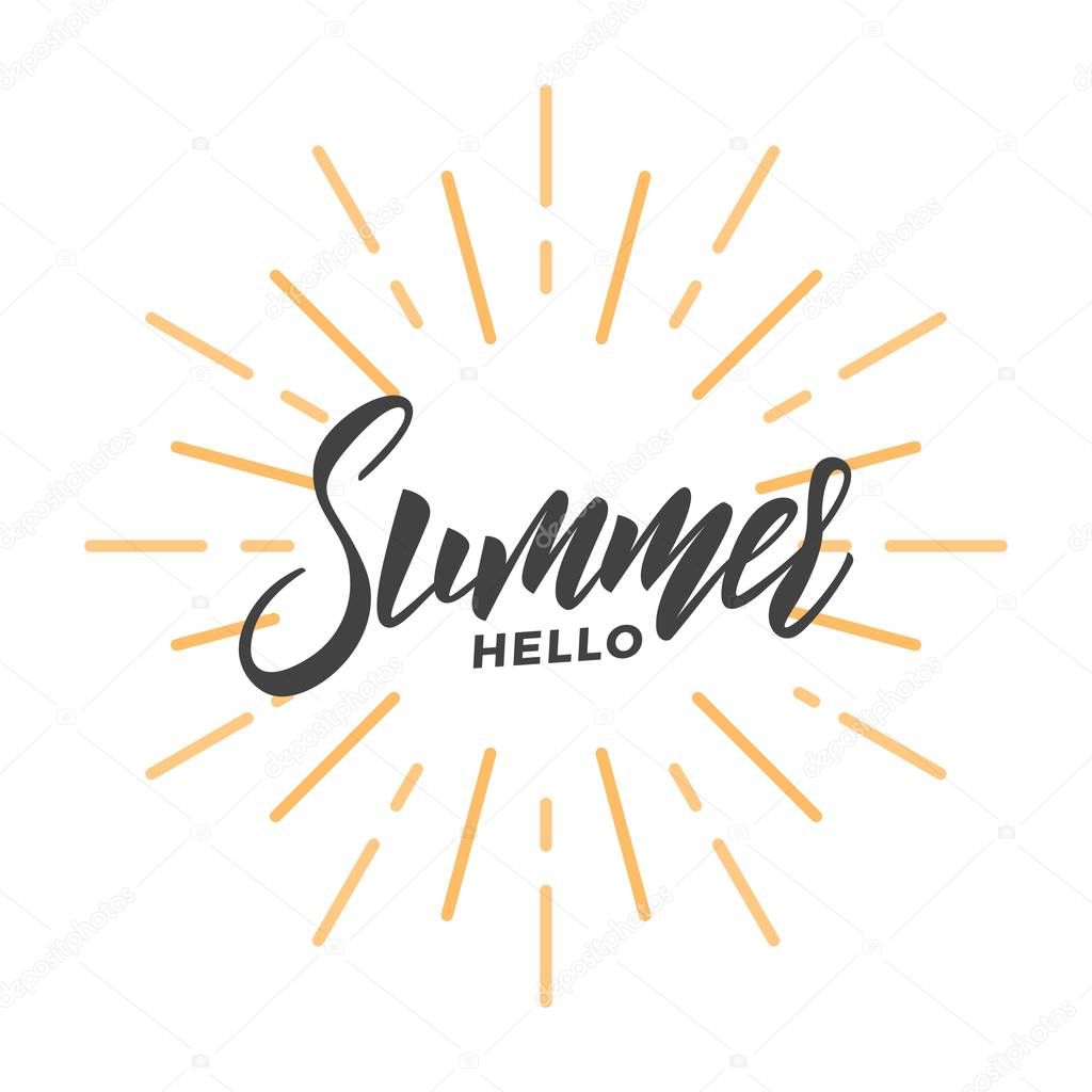 Summer. Brush lettering design Hello Summer. Trendy Summer typography