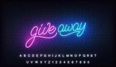 Hediye neon işareti. Sosyal medya pazarlama için parlayan yazı billboard tasarımı vermek
