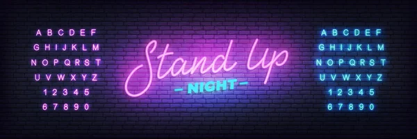 Steh auf Neon. Leuchtreklame für Stand-up-Comedy-Show — Stockvektor