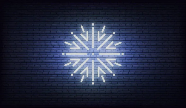 Sneeuwvlok neon icoon. Vector gloeiende neon witte sneeuw pictogram — Stockvector