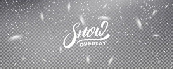 Nieve. Fondo realista de la superposición de nieve. Invierno Navidad y Año Nuevo decoración de nieve — Vector de stock