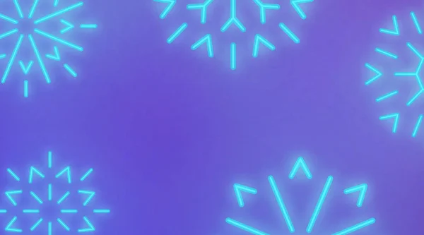 Sneeuwvlok neon achtergrond. Winter modern design lay-out overlay — Stockvector