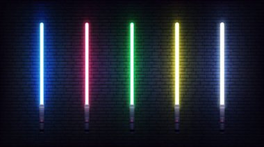 Işın kılıcı hazır. Gelecekçi gerçekçi lazer silahı.