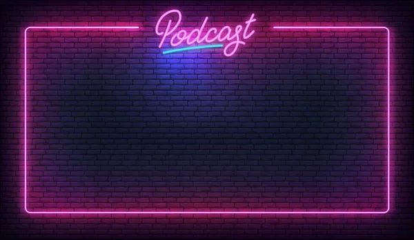 Podcast neon arkaplan şablonu. Parlayan podcast harf şablonu
