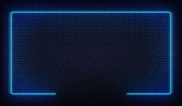 Neon sınır çerçevesi. Mavi neon parlayan arkaplan