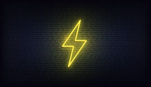 Bliksemschicht neon. Tekenen van bliksem, donder en elektriciteit. — Stockvector