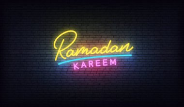 Ramazan Kareem neon. Ramazan kutlamaları için parlak bir işaret
