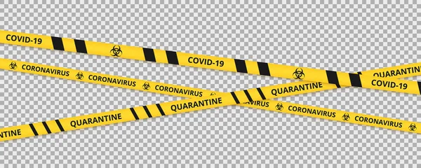 Coronavirus achtergrond van quarantaine tape grens. Waarschuwing coronavirus quarantaine gele en zwarte strepen. — Stockvector