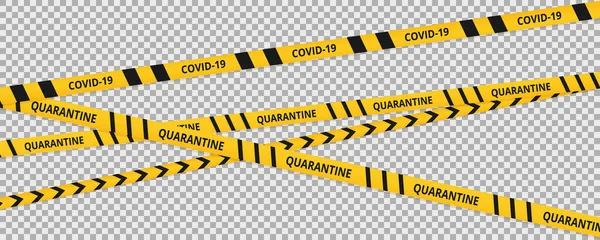 Quarantaine coronavirus bande arrière-plan de la frontière. Avertissement coronavirus quarantaine bandes jaunes et noires . — Image vectorielle