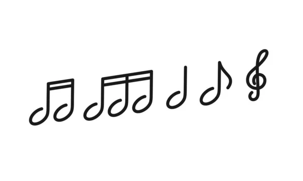 Muzikale noten. Muziek noten lineaire pictogrammen ingesteld — Stockvector