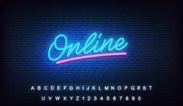 Neonowy szablon online. Świecące neon letteing Online — Wektor stockowy