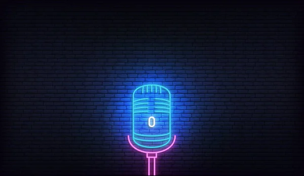 Mikrofon neonu. Podcast, canlı müzik, stand up, komedi şovu için şablon