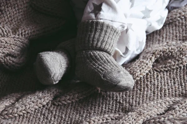 Newborn Baby Feet Socks — Stock Photo, Image