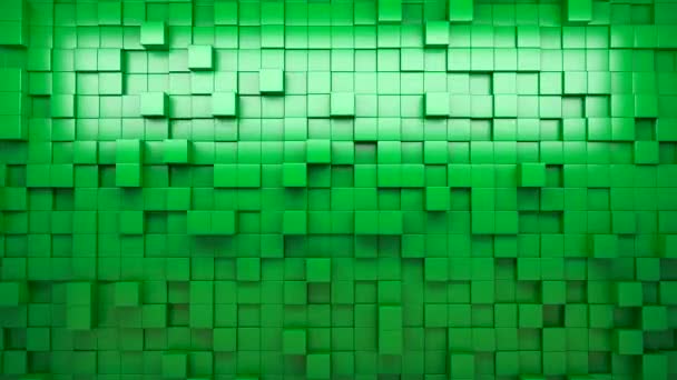 3D-rendering. Groene geëxtrudeerde kubussen. Abstracte achtergrond. Loop. — Stockvideo