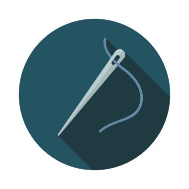 Düz dikiş iğnesi ve iş parçacığı simgesi