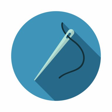 Düz dikiş iğnesi ve iş parçacığı simgesi