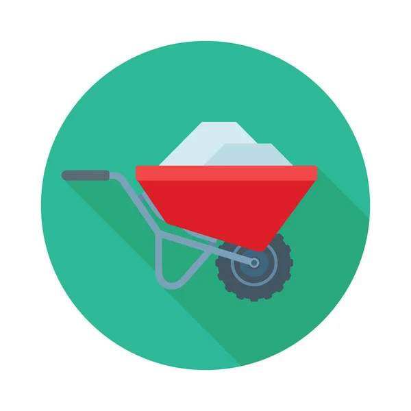 Loaded Barrow Colored Vector illustration. Wheelbarrow flat icon — Stock Vector